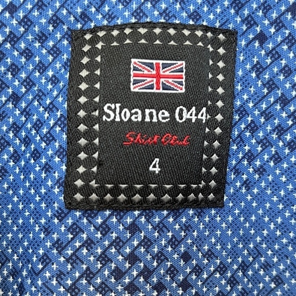 SLOANE 044 Shirt Club Short Sleeve 100% Cotton Blue Shirt Preppy Casual Office - Picture 6 of 12